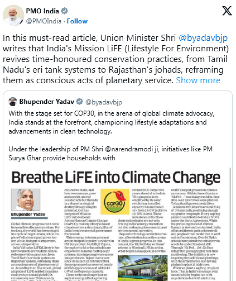 PM Modi Highlights Mission LiFE’s Role in Reviving India’s Traditional Conservation Wisdom decoding=