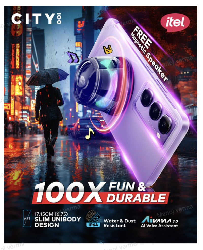 itel-launches-city-100-smartphone-with-ip64-protection-and-a-free-magnetic-speaker-at-just-rs7599