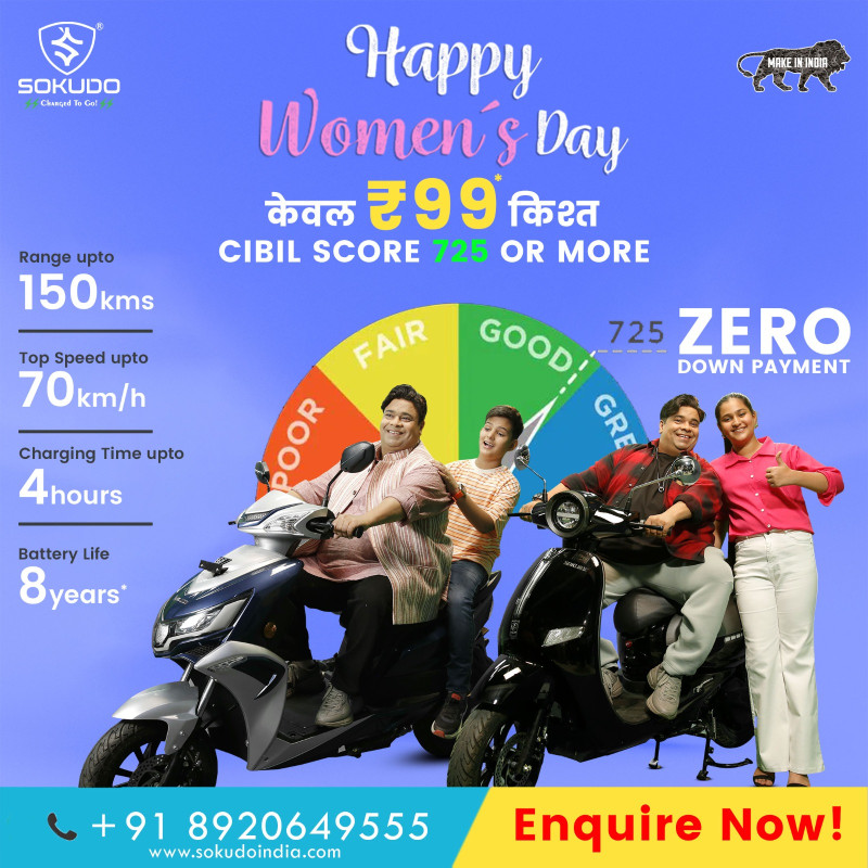 sokudo-celebrates-womens-day-with-an-exclusive-rs99-emi-offer-on-all-electric-scooters