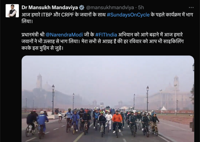 dr-mansukh-mandaviya-flags-off-fit-india-sundays-on-cycle-initiative-crpf-itbp-former-wwe-star-shanky-singh-joins-event
