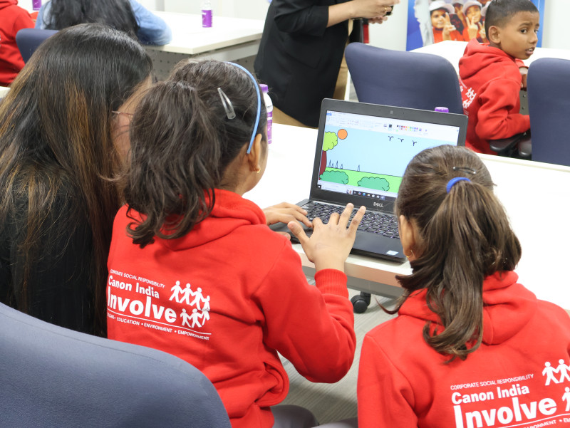 canon-india-celebrates-world-csr-day-with-student-beneficiaries-from-adopt-a-village-initiative-hosts-digital-art-workshop-at-canon-india-workplace