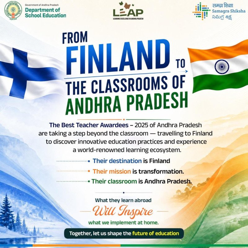 29 Andhra Pradesh government school teachers to visit Finland for international education exposure programme
