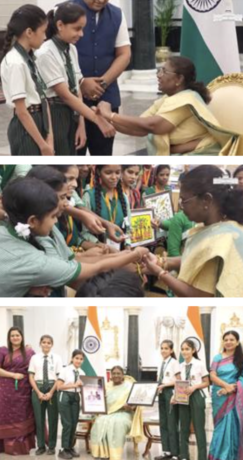 president-murmu-celebrates-raksha-bandhan-with-children-of-various-schools