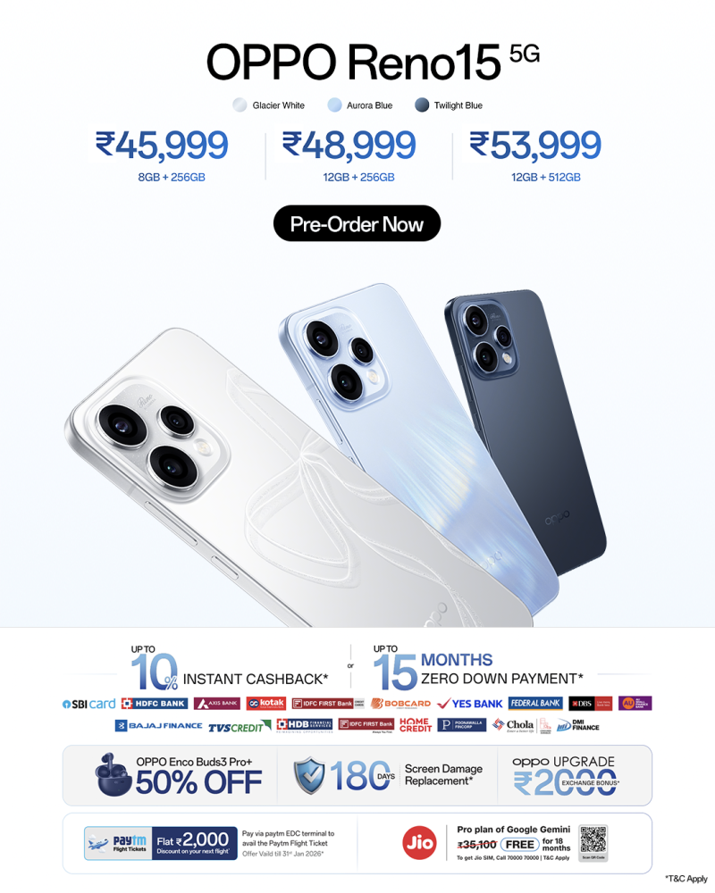 OPPO Reno15 Series, OPPO Pad 5 and Enco Buds3 Pro+ Goes on Sale Starting 12:00 AM, 13 January 2026 decoding=