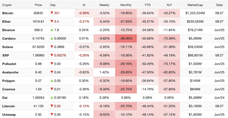 jun-25-crypto-snapshot-bitcoin-falls-to-60645-altcoins-stay-weak-as-cardano-polkadot-and-avalanche-lag
