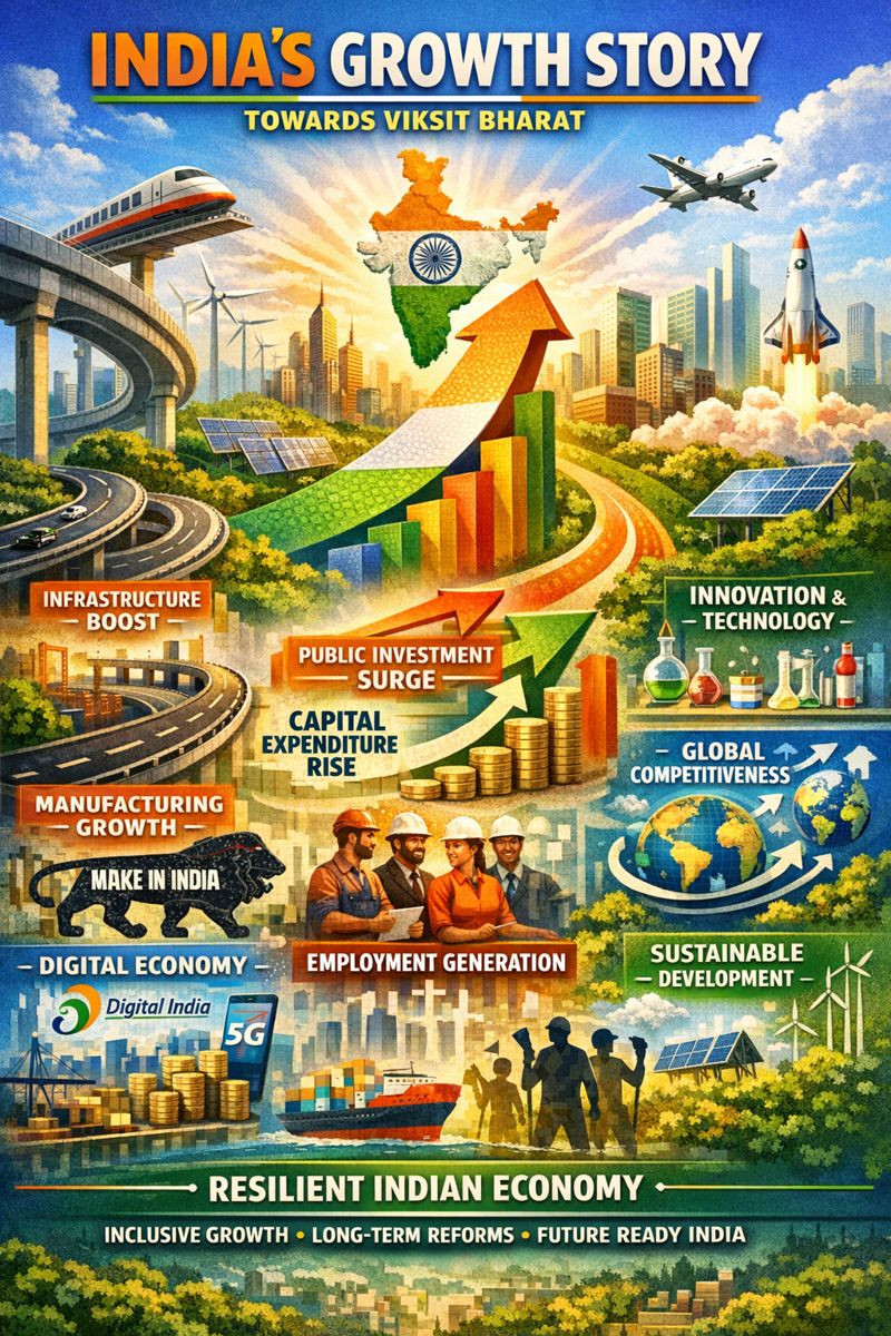 Union Budget 2026–27 Pe gs Expenditure at ₹53.47 Lakh Cr; Receipts Rise 7.2%, Tax Revenues Up 8% decoding=