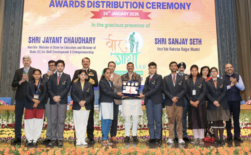 defence-and-education-ministers-honour-veer-gatha-50-super-100-winners-international-participation-marks-global-debut