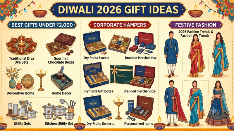Diwali 2026 Gift Ideas: Best Gifts Under ₹2,000, Corporate Hampers and Festive Fashion