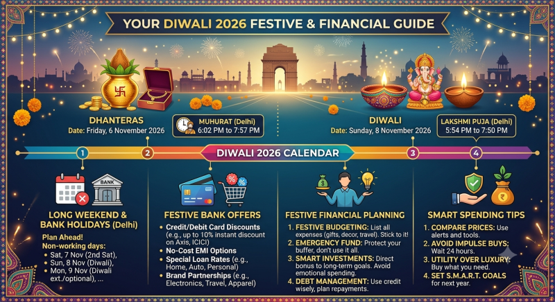 Diwali 2026 Date, Dhanteras Muhurat, Bank Offers and Festive Financial Planning