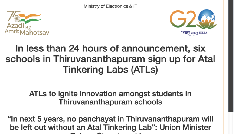 Thiruvananthapuram Schools Rapidly Embrace Atal Tinkering Labs, Six Institutions Sign Up Within 24 Hours decoding=