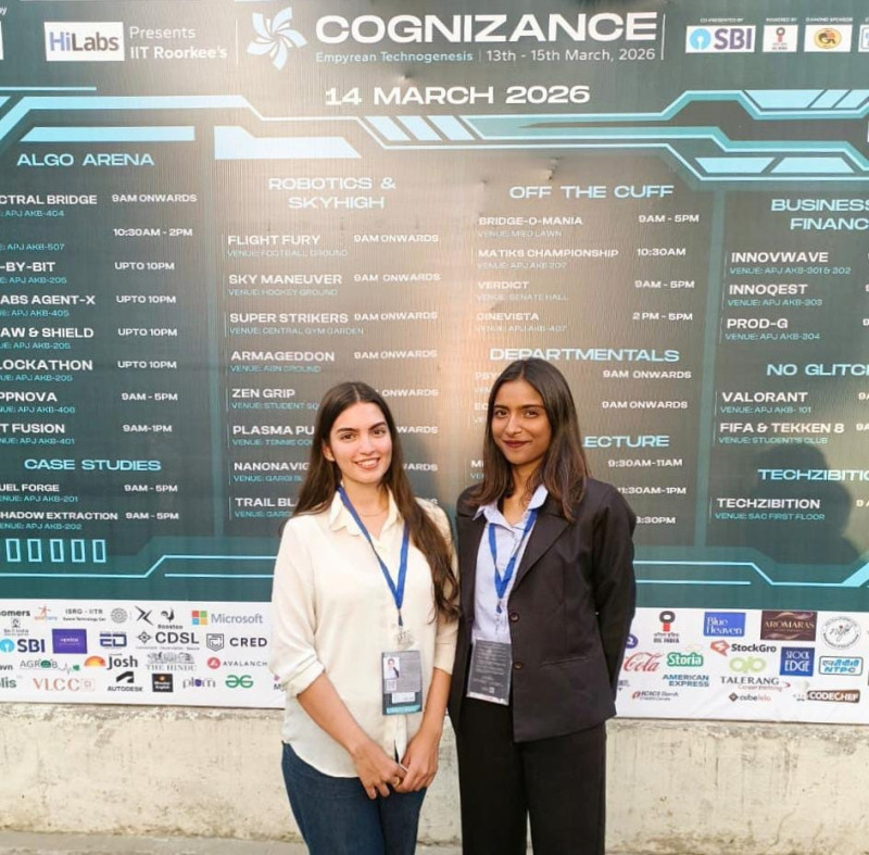 Rahat Shuja and Khushi Kumari of Galgotias University, winners of the Verdict National Debate Competition at Cognizance 2026, IIT Roorkee