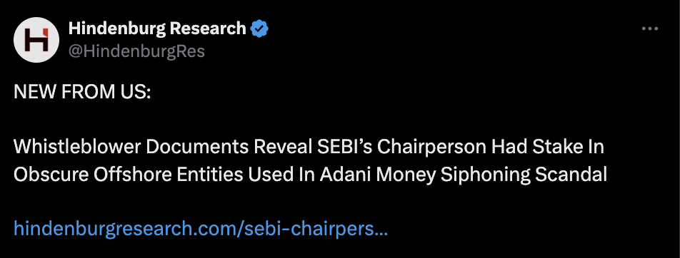 hindenburg-alleges-sebi-chair-of-offshore-ties-to-adani-scandal