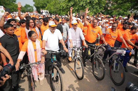 hindu-spiritual-and-service-foundation-organized-cyclothon-for-environmental-protection-huge-crowd-gathered-in-the-event-paddle-for-the-planet-2024-chief-minister-bhajanlal-sharma-flagged-off