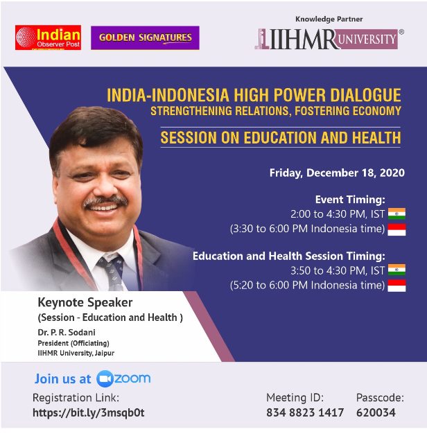 iihmr-university-represents-india-as-a-knowledge-partner-to-high-power-dialogue-between-india-and-indonesia-2020