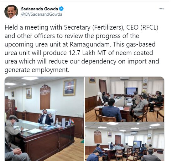 d-v-sadananda-gowda-reviewed-the-progress-of-construction-ramagundam-fertilisers-chemicals-ltd