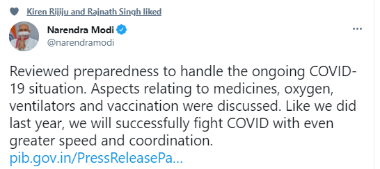 pm-reviewed-the-status-of-supply-of-remdesivir-and-other-medicines