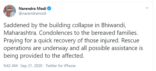 pm-expresses-grief-over-the-loss-of-lives-due-to-building-collapse-in-bhiwandi