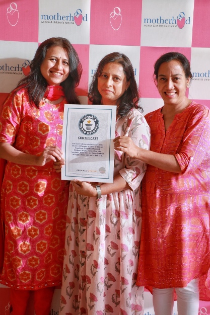 Motherhood Hospital and Spherule Foundation bags Guinness World Record certificate on Largest Menstrual hygiene awareness decoding=