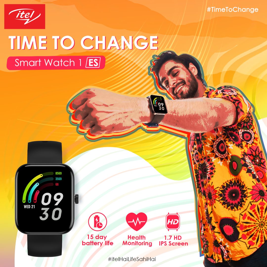 itel ups the ante in its Smart gadgets portfolio with the launch of its first Smartwatch 1ES at INR 1999 decoding=