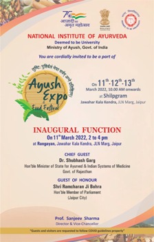 National Institute of Ayurveda and Ministry of Ayush to organize 3 days Ayush Expo and Food Festival decoding=
